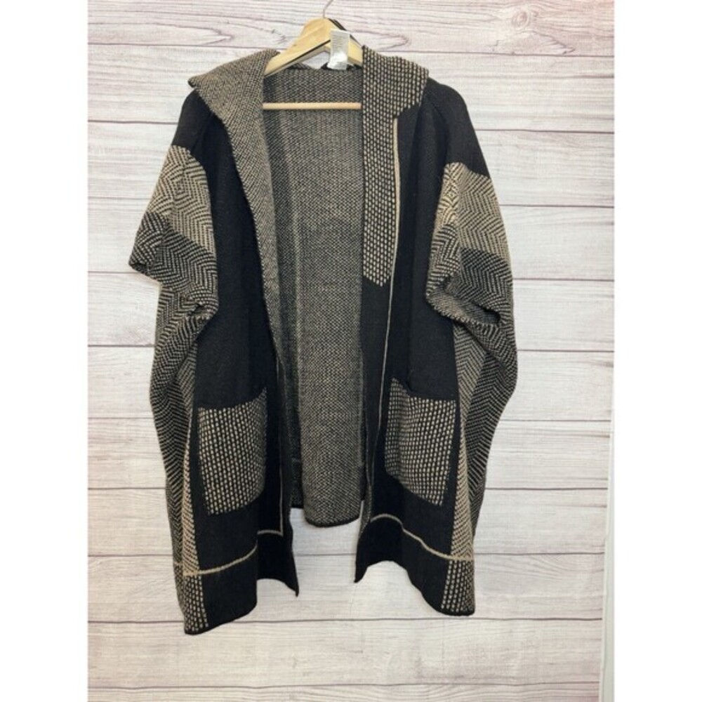 Cocogio Sweater  Cardigan Open Hoodie Women Black Wool Blend Made In Italy Wool